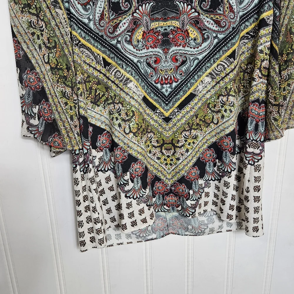 Alice + Olivia Dress Womens Size XS Beaded Paisley Multi Color Long Sleeve